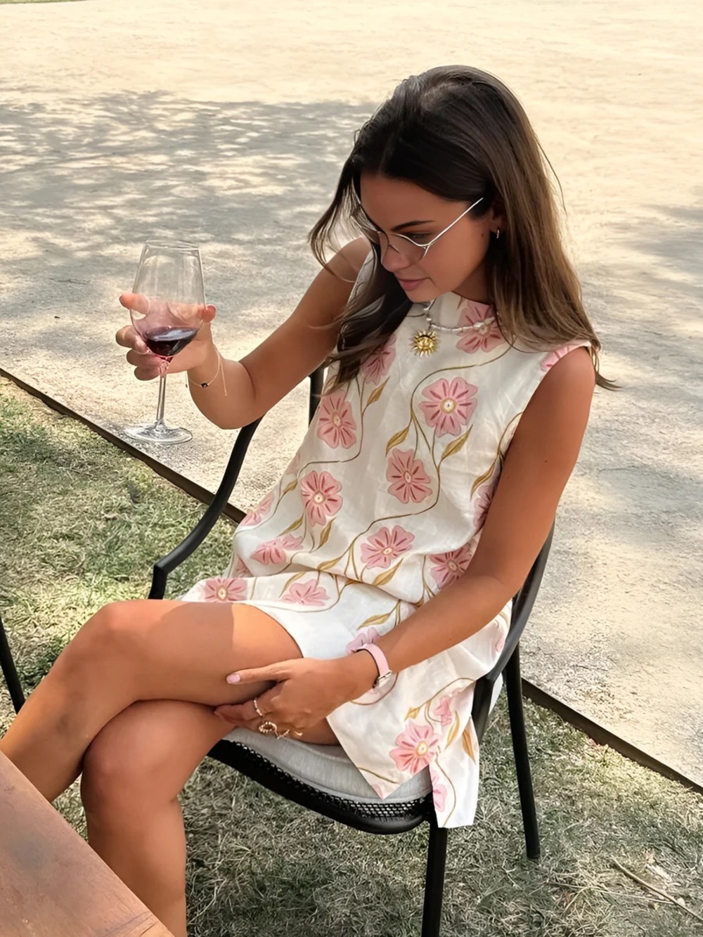 Commense Romantic Print Sleeveless Short Dress
